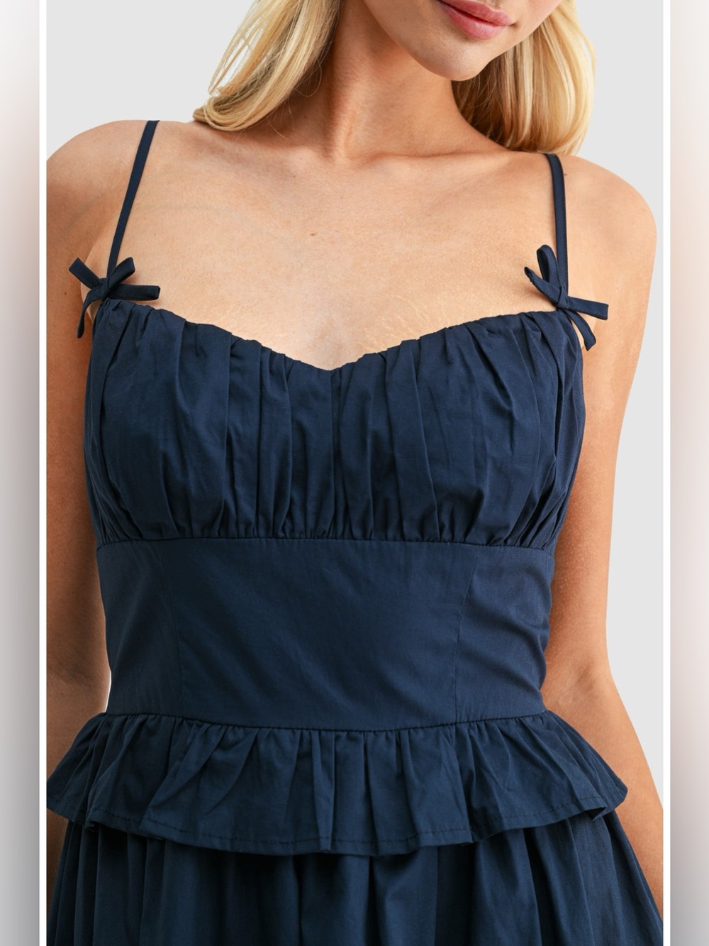 All in Favor Navy Spaghetti Strap Ruffle Dress - Picture 4 of 7